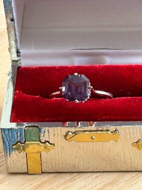 10k Like New Alexandrite Diamond Halo Ring Sz 10-4 Ctw cushion cut! Gorgeous!